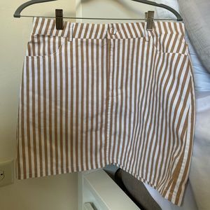 Brown and white striped skirt